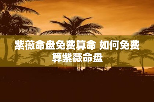 紫薇命盘免费算命 如何免费算紫薇命盘