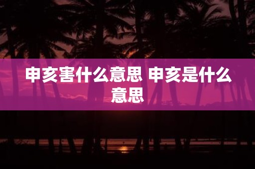 申亥害什么意思 申亥是什么意思