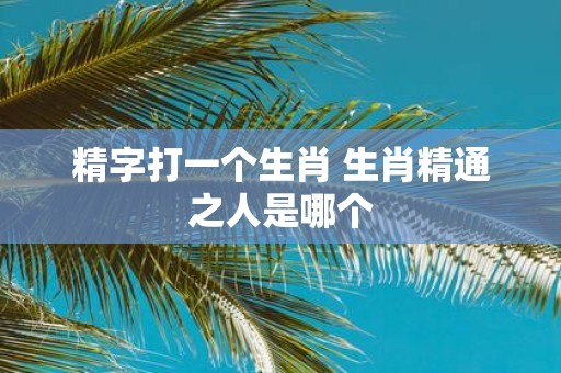 精字打一个生肖 生肖精通之人是哪个