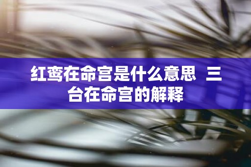 红鸾在命宫是什么意思  三台在命宫的解释