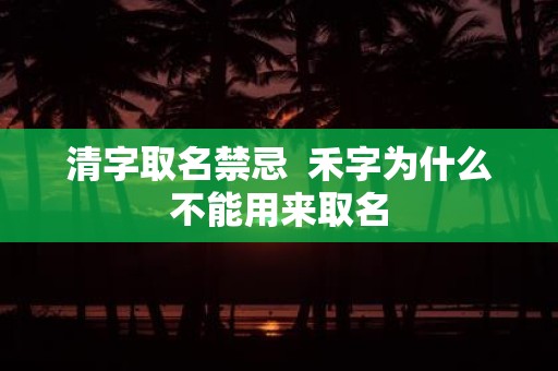 清字取名禁忌 禾字为什么不能用来取名