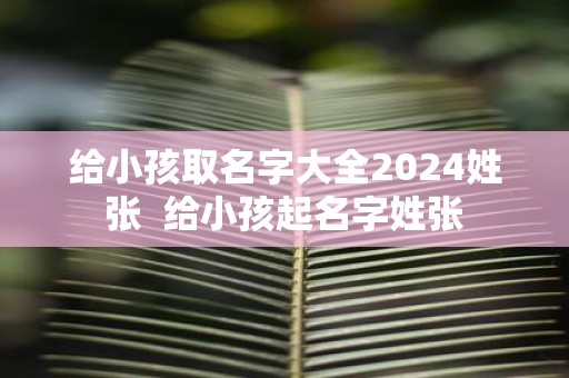给小孩取名字大全2025姓张 给小孩起名字姓张