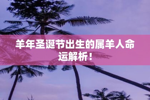 羊年圣诞节出生的属羊人命运解析！