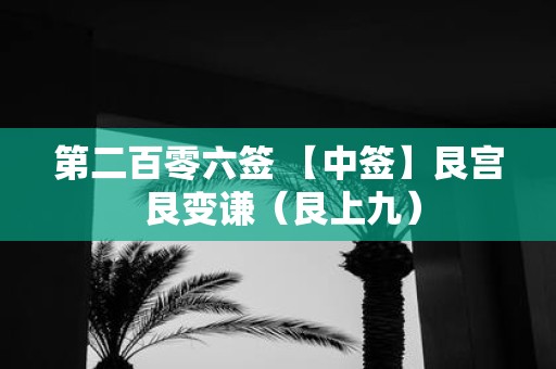第二百零六签 【中签】艮宫 艮变谦（艮上九）