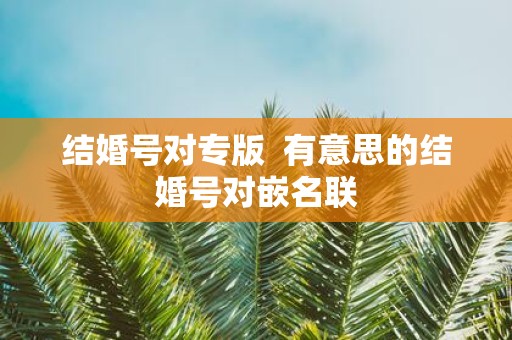 结婚号对专版 有意思的结婚号对嵌名联