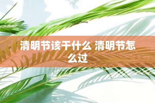 清明节该干什么 清明节怎么过