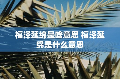 福泽延绵是啥意思 福泽延绵是什么意思