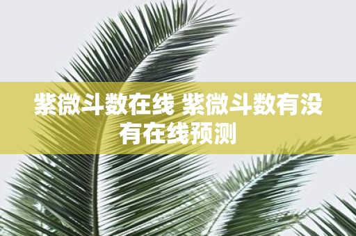 紫微斗数在线 紫微斗数有没有在线预测