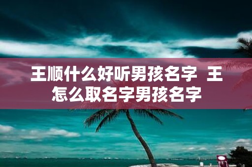王顺什么好听男孩名字 王怎么取名字男孩名字