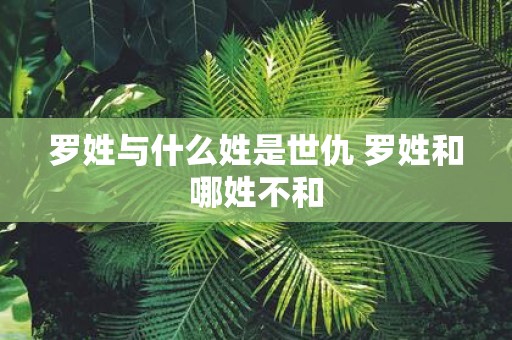 罗姓与什么姓是世仇 罗姓和哪姓不和