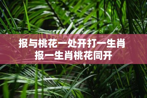 报与桃花一处开打一生肖 报一生肖桃花同开 报与桃花一处开打一生肖 报一生肖桃花同开