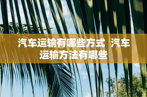 汽车运输有哪些方式 汽车运输方法有哪些