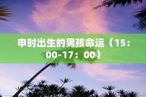 申时出生的男孩命运（15：00-17：00）