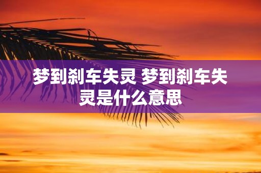 梦到刹车失灵 梦到刹车失灵是什么意思
