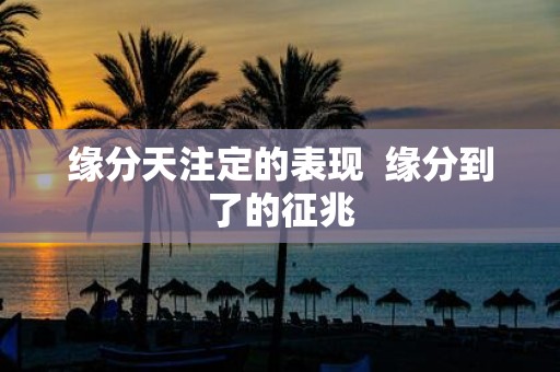 缘分天注定的表现 缘分到了的征兆