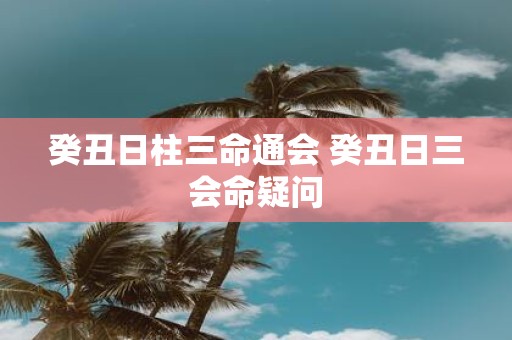 癸丑日柱三命通会 癸丑日三会命疑问