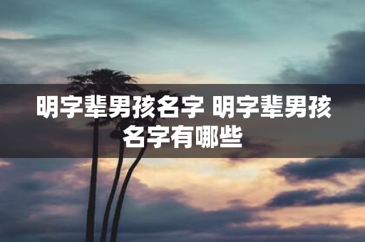 明字辈男孩名字 明字辈男孩名字有哪些