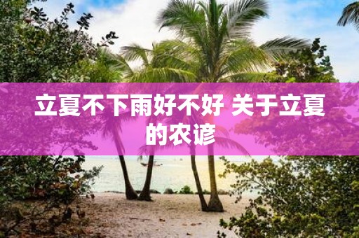 立夏不下雨好不好 关于立夏的农谚
