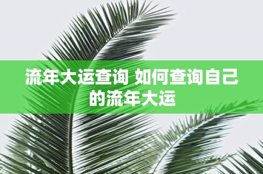 流年大运查询 如何查询自己的流年大运