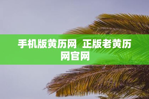 手机版黄历网 正版老黄历网官网