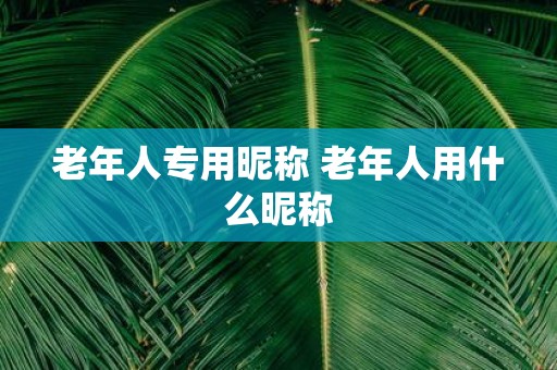 老年人专用昵称 老年人用什么昵称