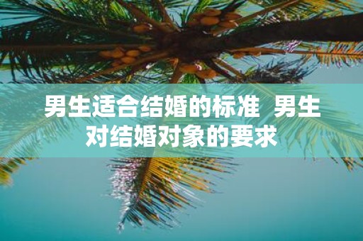男生适合结婚的标准 男生对结婚对象的要求