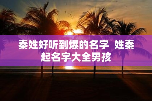 秦姓好听到爆的名字 姓秦起名字大全男孩