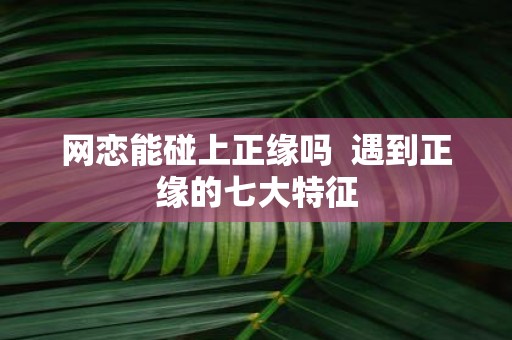 网恋能碰上正缘吗 遇到正缘的七大特征
