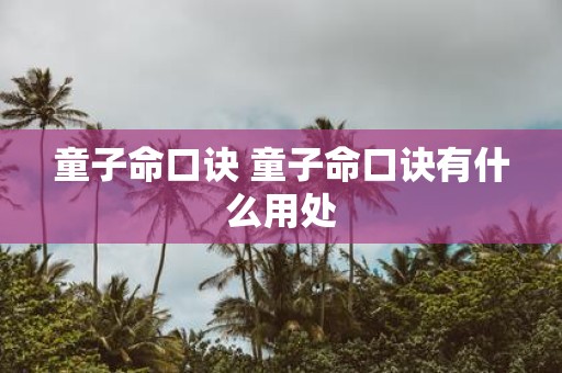 童子命口诀 童子命口诀有什么用处