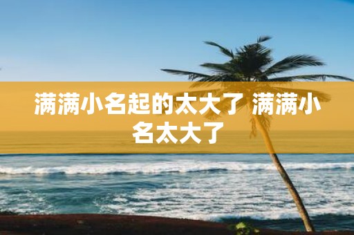 满满小名起的太大了 满满小名太大了