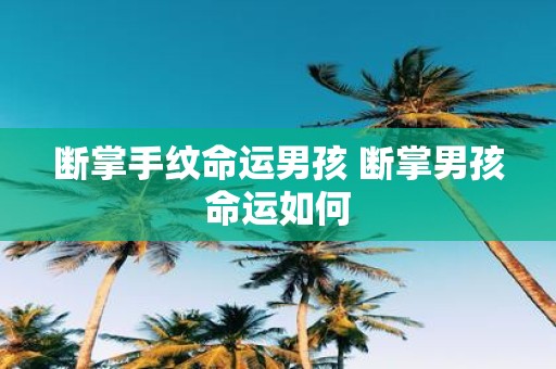断掌手纹命运男孩 断掌男孩命运如何