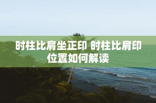 时柱比肩坐正印 时柱比肩印位置如何解读