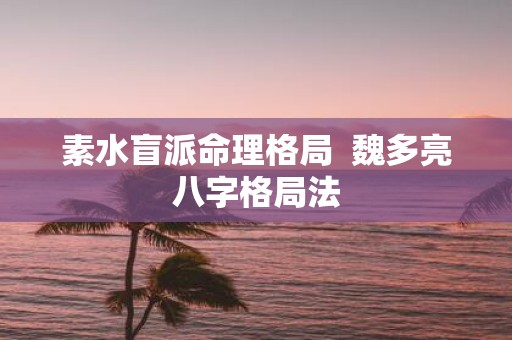 素水盲派命理格局 魏多亮八字格局法