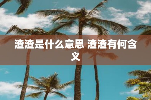渣渣是什么意思 渣渣有何含义