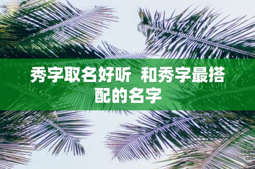 秀字取名好听  和秀字最搭配的名字