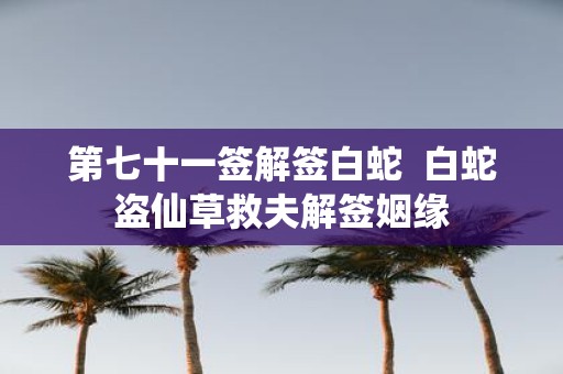 第七十一签解签白蛇 白蛇盗仙草救夫解签姻缘