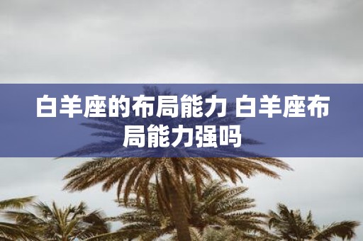 白羊座的布局能力 白羊座布局能力强吗
