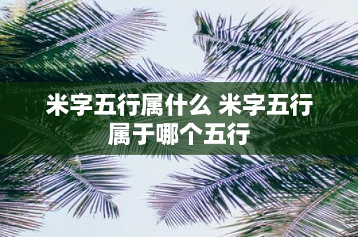 米字五行属什么 米字五行属于哪个五行