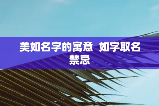 美如名字的寓意 如字取名禁忌