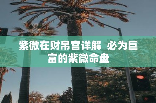 紫微在财帛宫详解 必为巨富的紫微命盘