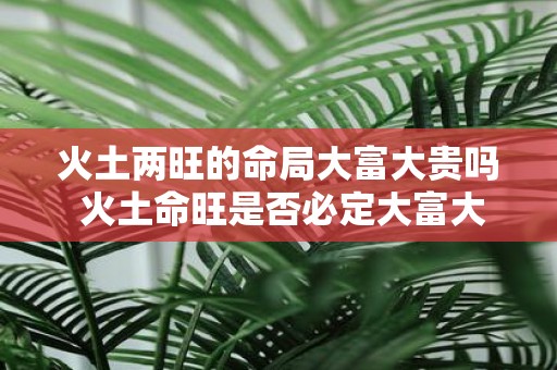 火土两旺的命局大富大贵吗 火土命旺是否必定大富大贵