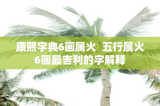 康熙字典6画属火 五行属火6画最吉利的字解释
