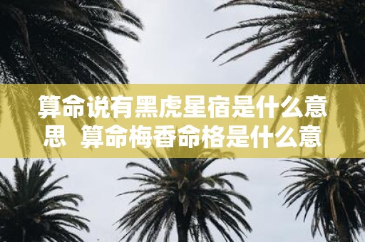 算命说有黑虎星宿是什么意思 算命梅香命格是什么意思