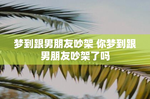 梦到跟男朋友吵架 你梦到跟男朋友吵架了吗