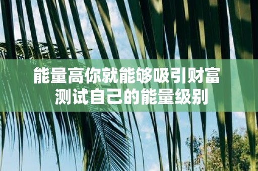 能量高你就能够吸引财富 测试自己的能量级别
