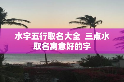 水字五行取名大全 三点水取名寓意好的字