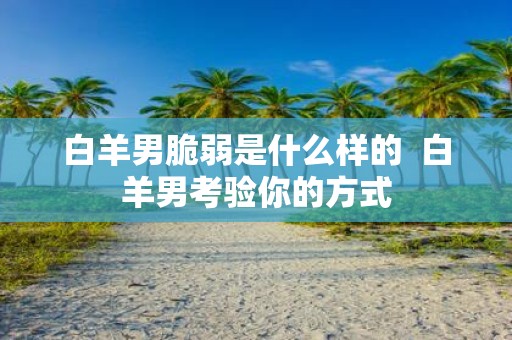 白羊男脆弱是什么样的 白羊男考验你的方式