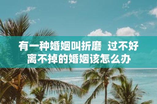 有一种婚姻叫折磨 过不好离不掉的婚姻该怎么办
