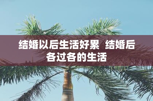 结婚以后生活好累 结婚后各过各的生活
