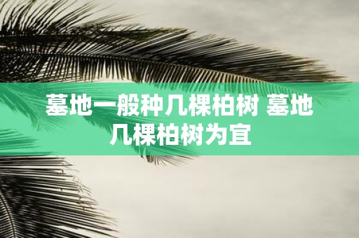墓地一般种几棵柏树 墓地几棵柏树为宜